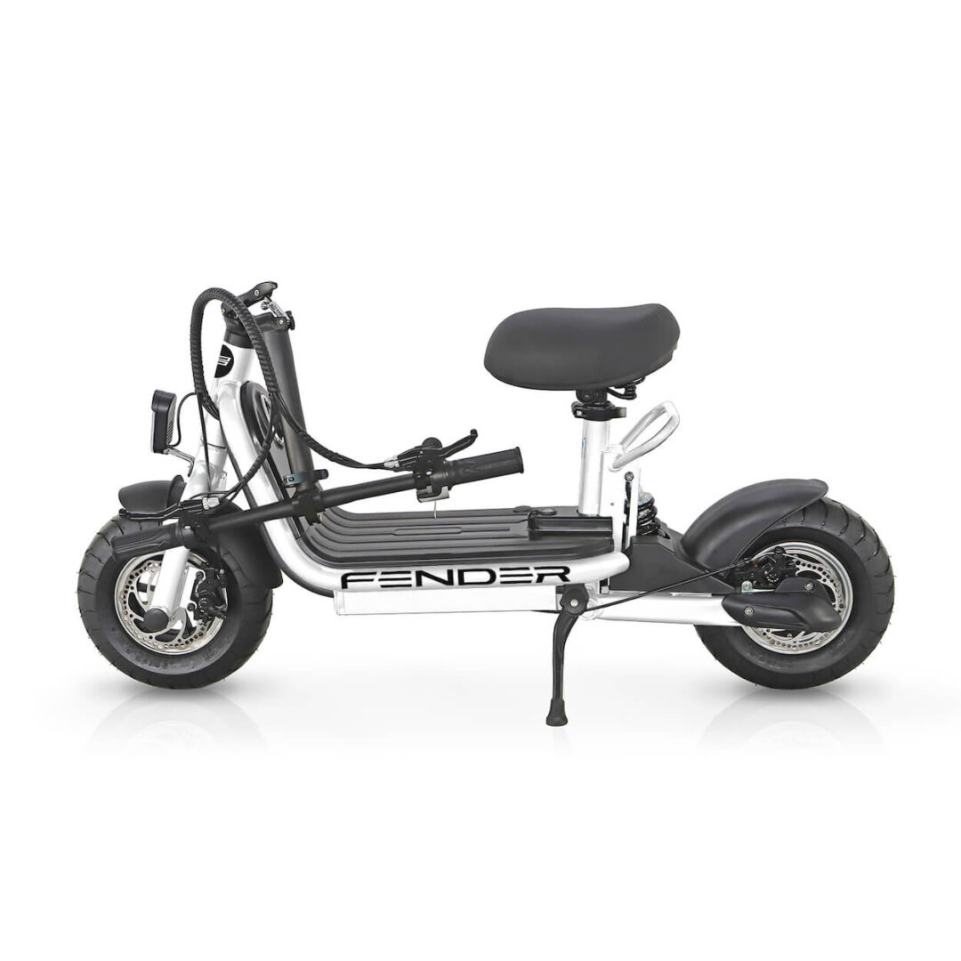 Fender Bikes Bomber Electric Scooter in white folded
