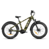 A full side view of The Pursuit ebike model, this one shown in the Viper Woodland design.