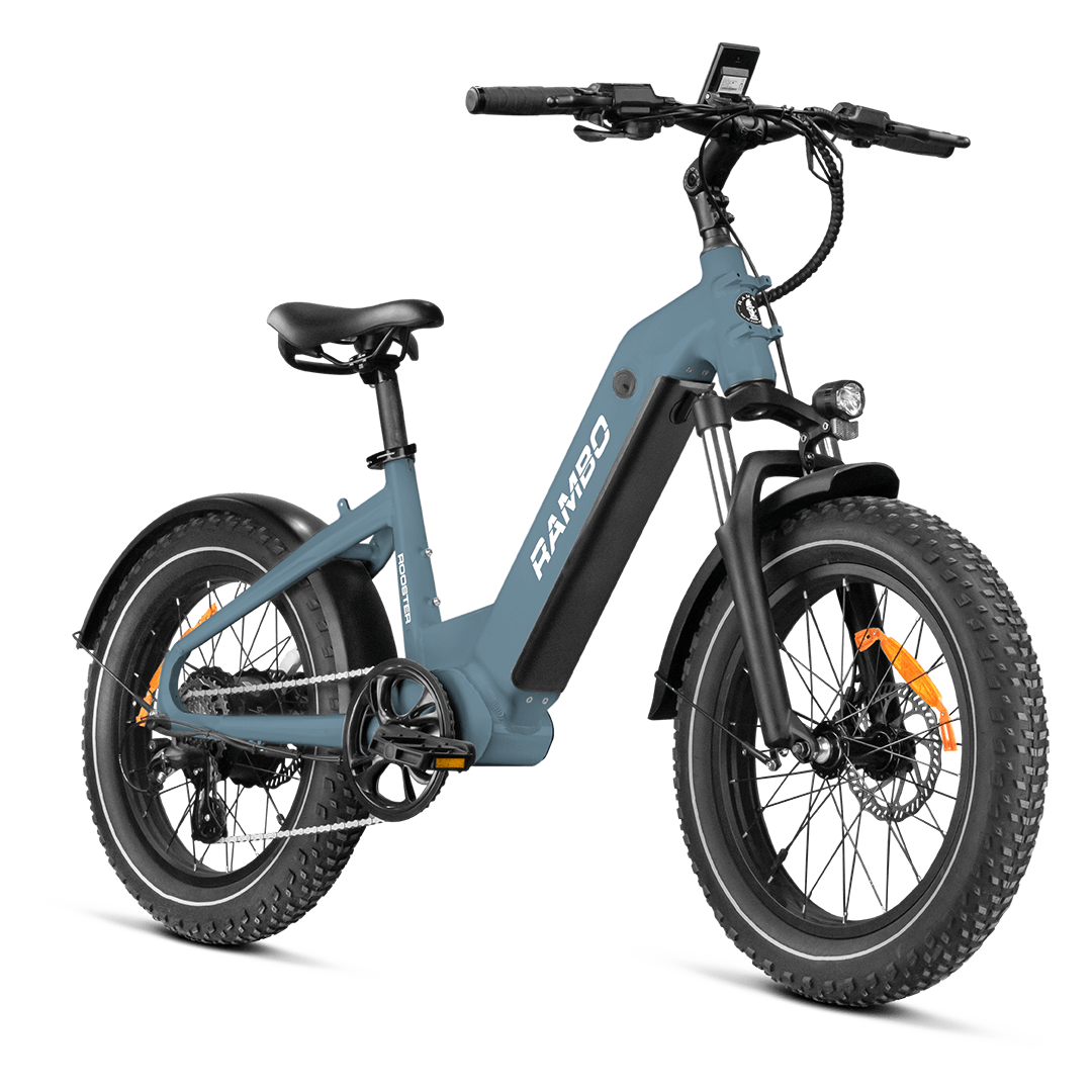 front/side view of grey Rooster eBike